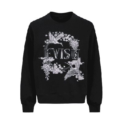 Crenes And Floral Embroidery With Logo Print Oversized Evisu Sweatshirt